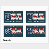 Sticker Rectangulaire USA, design patriotique, (Feuille)