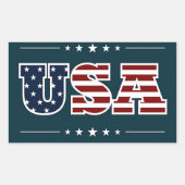 Sticker Rectangulaire USA, design patriotique, (Devant)
