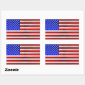 STICKER RECTANGULAIRE USA FLAG METAL 2 (Feuille)