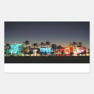 Sticker Rectangulaire USA, Floride, Miami Beach, Ocean Drive, Art Déco