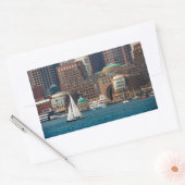 Sticker Rectangulaire USA, Massachusetts. Skyline Waterfront de Boston 2 (Enveloppe)