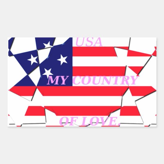Sticker Rectangulaire USA Star Spangled Love My Country of Love (Devant)
