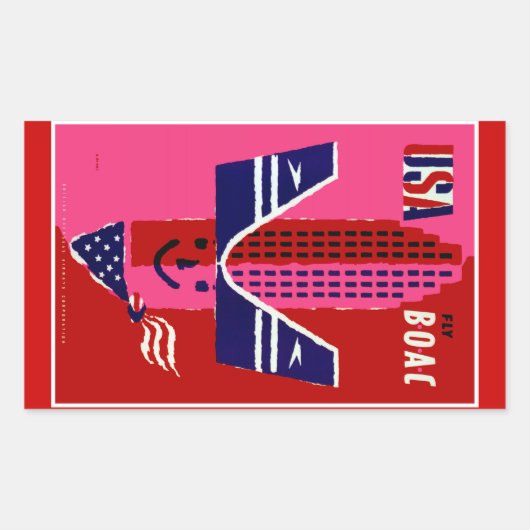 Sticker Rectangulaire USA ~ Vol BOAC (Devant)
