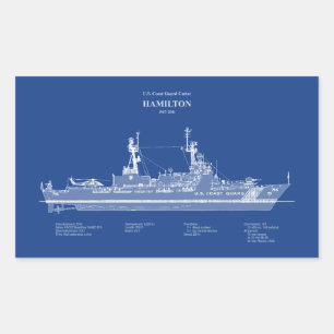 Sticker Rectangulaire USCG Cutter Hamilton whec-715 - ABD