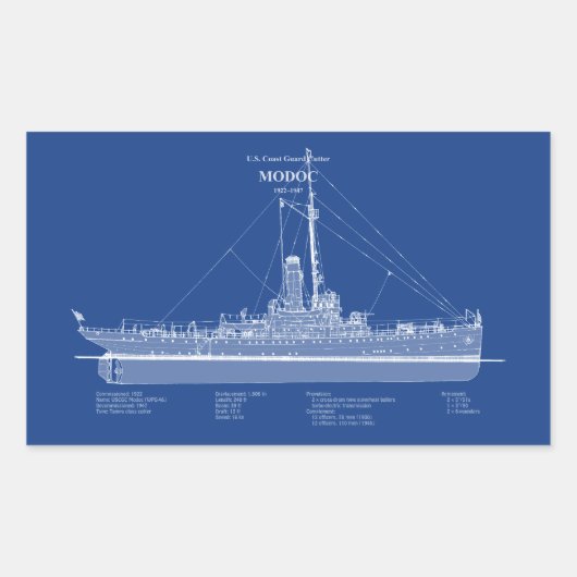 Sticker Rectangulaire USCG Cutter Modoc wpg-46 - ABD (Devant)