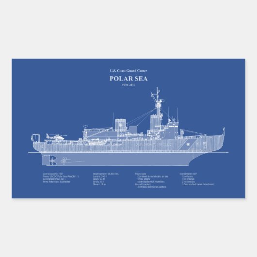 Sticker Rectangulaire USCG Cutter Polar Sea wagb-11 - ABD (Devant)