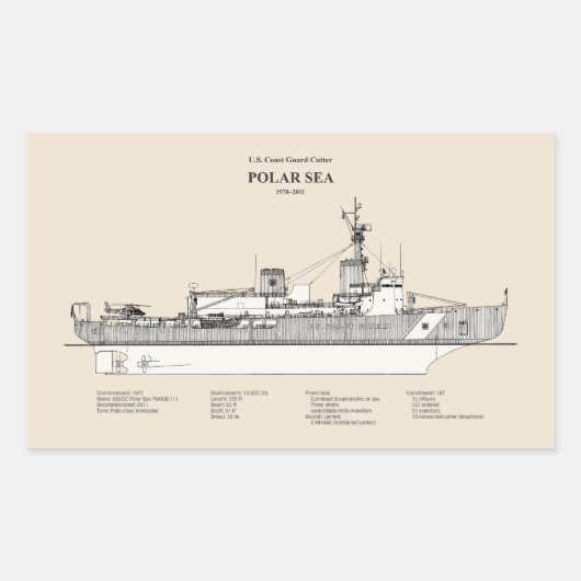 Sticker Rectangulaire USCG Cutter Polar Sea wagb-11 - SBD (Devant)