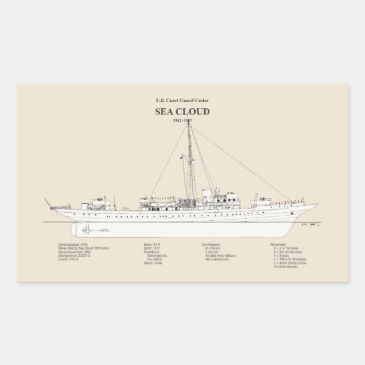 Sticker Rectangulaire USCG Cutter Sea Cloud wpg-284 - SBD (Devant)