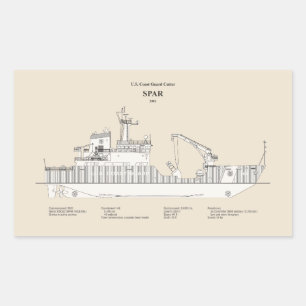 Sticker Rectangulaire USCG Cutter Spar wlb-206 - SBD