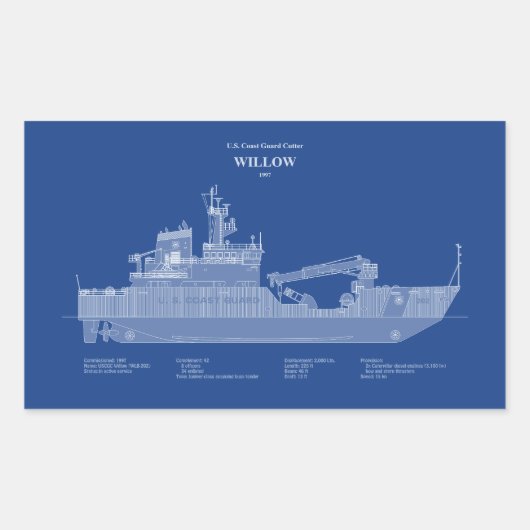 Sticker Rectangulaire USCG Cutter Willow wlb-202 - ABD (Devant)