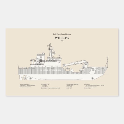 Sticker Rectangulaire USCG Cutter Willow wlb-202 - SBD (Devant)