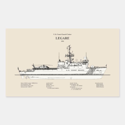 Sticker Rectangulaire USCG Legare wmec-912 - SBD (Devant)