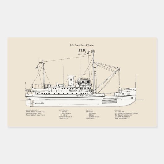 Sticker Rectangulaire USCG Tender Fir wlm-212 - SBD (Devant)