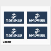 Sticker Rectangulaire USMC Les rares Logo Fiers Empilés - Blanc (Feuille)