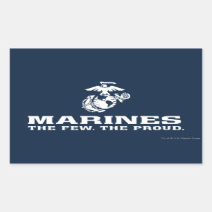 Sticker Rectangulaire USMC Les rares Logo Fiers Empilés - Blanc