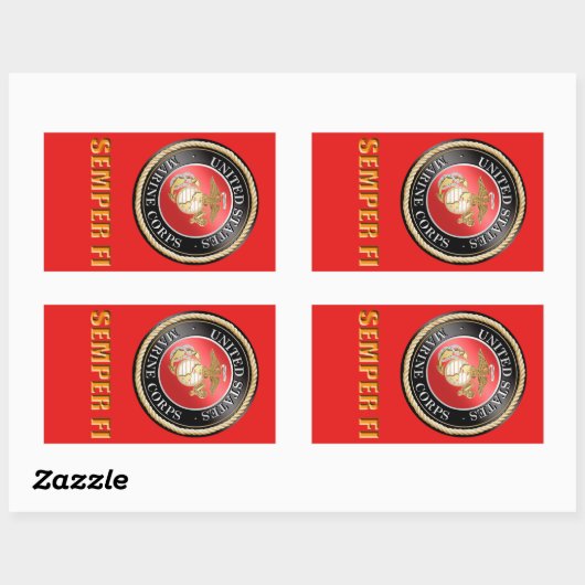 Sticker Rectangulaire USMC Semper Fi (Feuille)