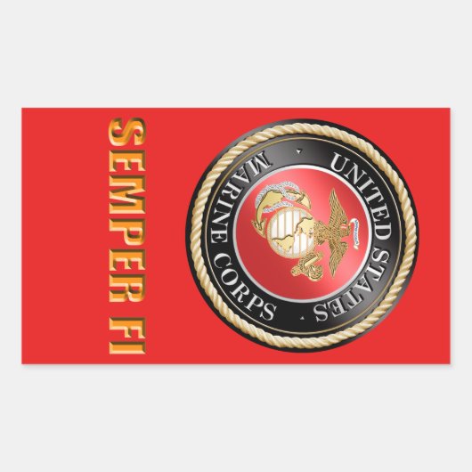 Sticker Rectangulaire USMC Semper Fi (Devant)