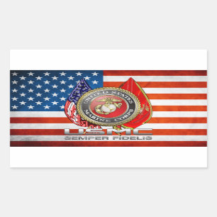 Sticker Rectangulaire USMC Semper Fi [3D]