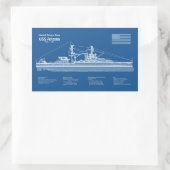 Sticker Rectangulaire USS Arizona - Plan de plan d'expédition ABD (Sac)