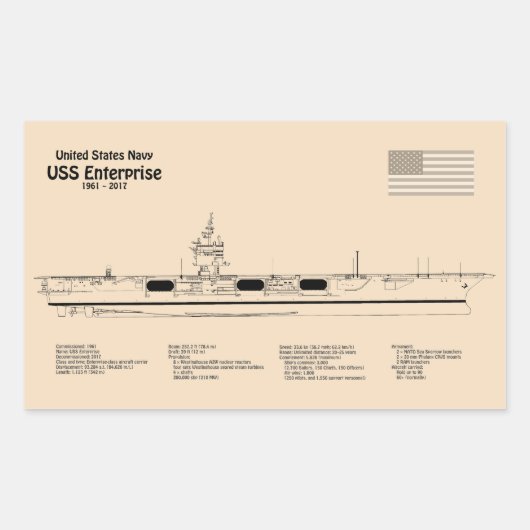 Sticker Rectangulaire USS Enterprise - Plan directeur des expéditions SD (Devant)