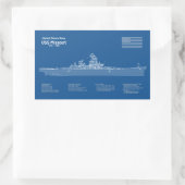 Sticker Rectangulaire USS Missouri - Plan de plan d'expédition ABD (Sac)