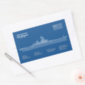 Sticker Rectangulaire USS Missouri - Plan de plan d'expédition ABD (Enveloppe)