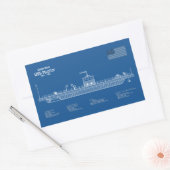 Sticker Rectangulaire USS Monitor - Plan de plan d'expédition ABD (Enveloppe)