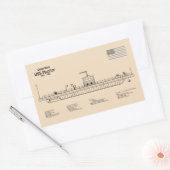 Sticker Rectangulaire USS Monitor - Plan de plan d'expédition SD (Enveloppe)