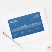 Sticker Rectangulaire USS Vesuvius - Plan de plan d'expédition ABD (Enveloppe)