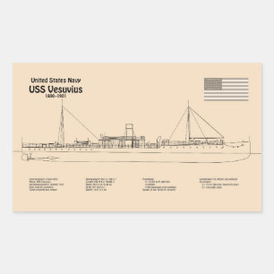 Sticker Rectangulaire USS Vesuvius - Plan directeur des navires SD