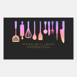 Sticker Rectangulaire Ustensiles de cuisine pour traiteur chef à domicil