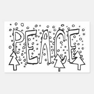 Sticker Rectangulaire Vacances de Paix Coloriez-le-Vous-Même Pin Épineux