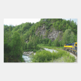 Sticker Rectangulaire Vacances en train Denali Express Alaska Photograph