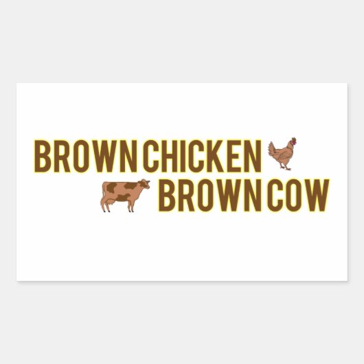 Sticker Rectangulaire Vache Brown Brown au poulet (Devant)