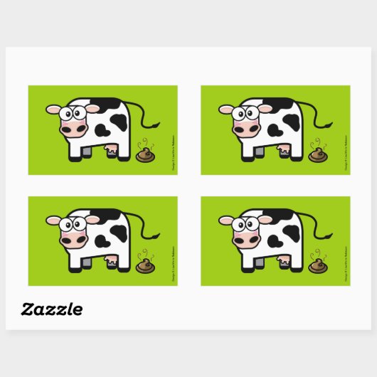 Sticker Rectangulaire Vache cabossante ennuyée (Feuille)