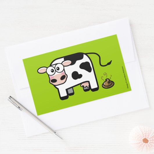 Sticker Rectangulaire Vache cabossante ennuyée (Enveloppe)