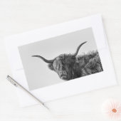 Sticker Rectangulaire Vache des hautes terres robuste en monochrome (Enveloppe)
