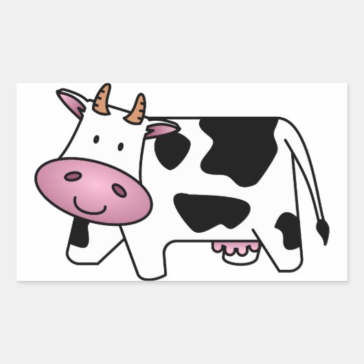 Sticker Rectangulaire Vache heureuse (Devant)