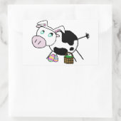 Sticker Rectangulaire Vache lapin de Pâques (Sac)