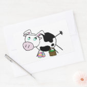 Sticker Rectangulaire Vache lapin de Pâques (Enveloppe)