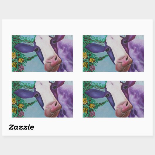 Sticker Rectangulaire Vache pourpre (Feuille)
