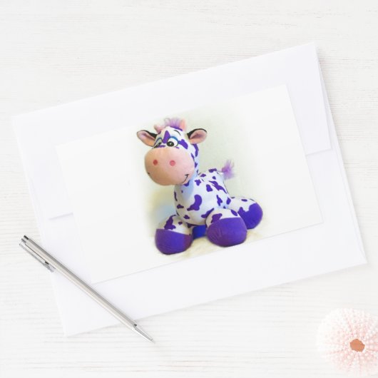 Sticker Rectangulaire Vache pourpre (Enveloppe)