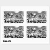 Sticker Rectangulaire Vaches libres Holstein vaches frey (Feuille)