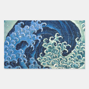 Sticker Rectangulaire Vague féminine de Hokusai Océan Vintage