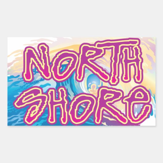 Sticker Rectangulaire Vagues North Shore (Devant)