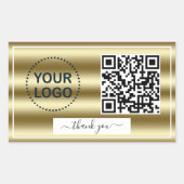 Sticker Rectangulaire Vagues or tendance Gradient QR Code Votre logo (Devant)