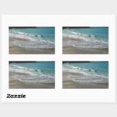 Sticker Rectangulaire Vagues sur la plage bleu turquoise Océan (Feuille)