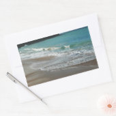 Sticker Rectangulaire Vagues sur la plage bleu turquoise Océan (Enveloppe)