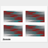 Sticker Rectangulaire vagues turquoises de gris bordeaux (Feuille)