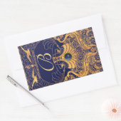 Sticker Rectangulaire Vaisseau antique, Dauphins, Or, Monogramme bleu ma (Enveloppe)